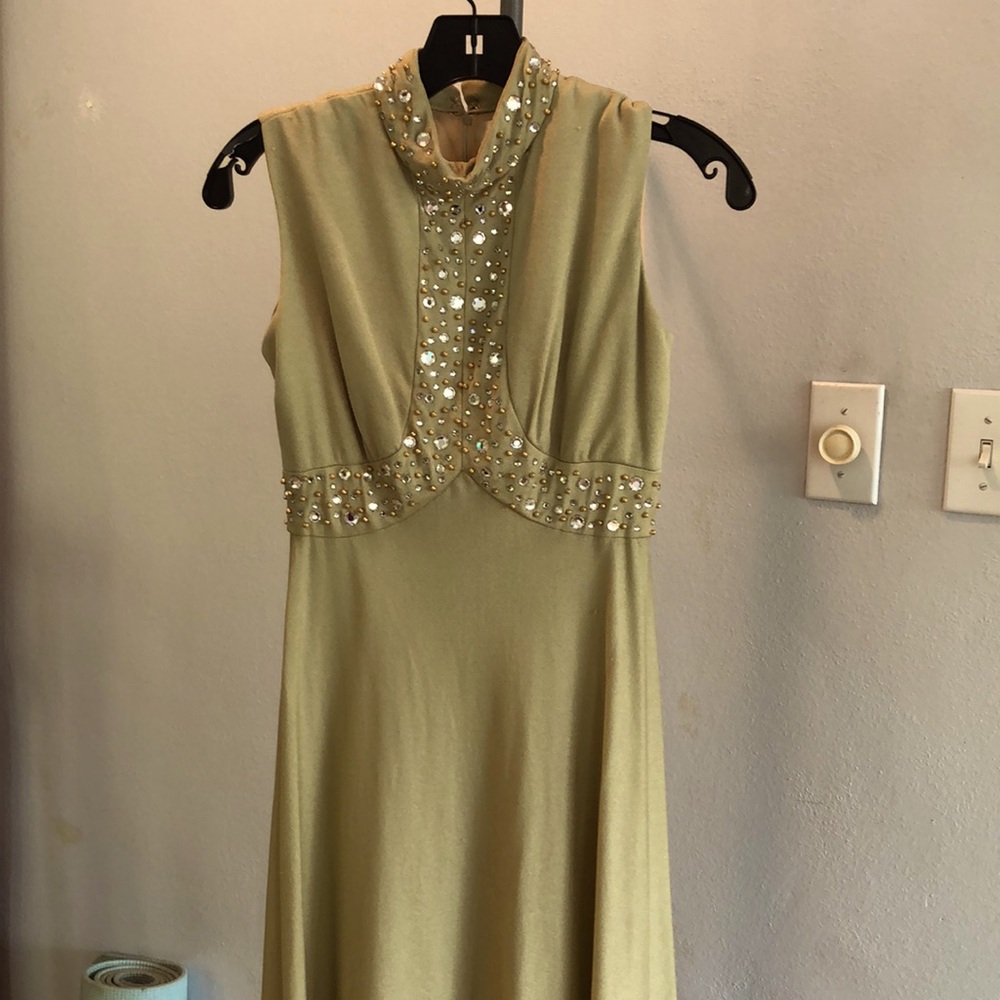 Vintage olive studded dress